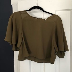 Army green crop top